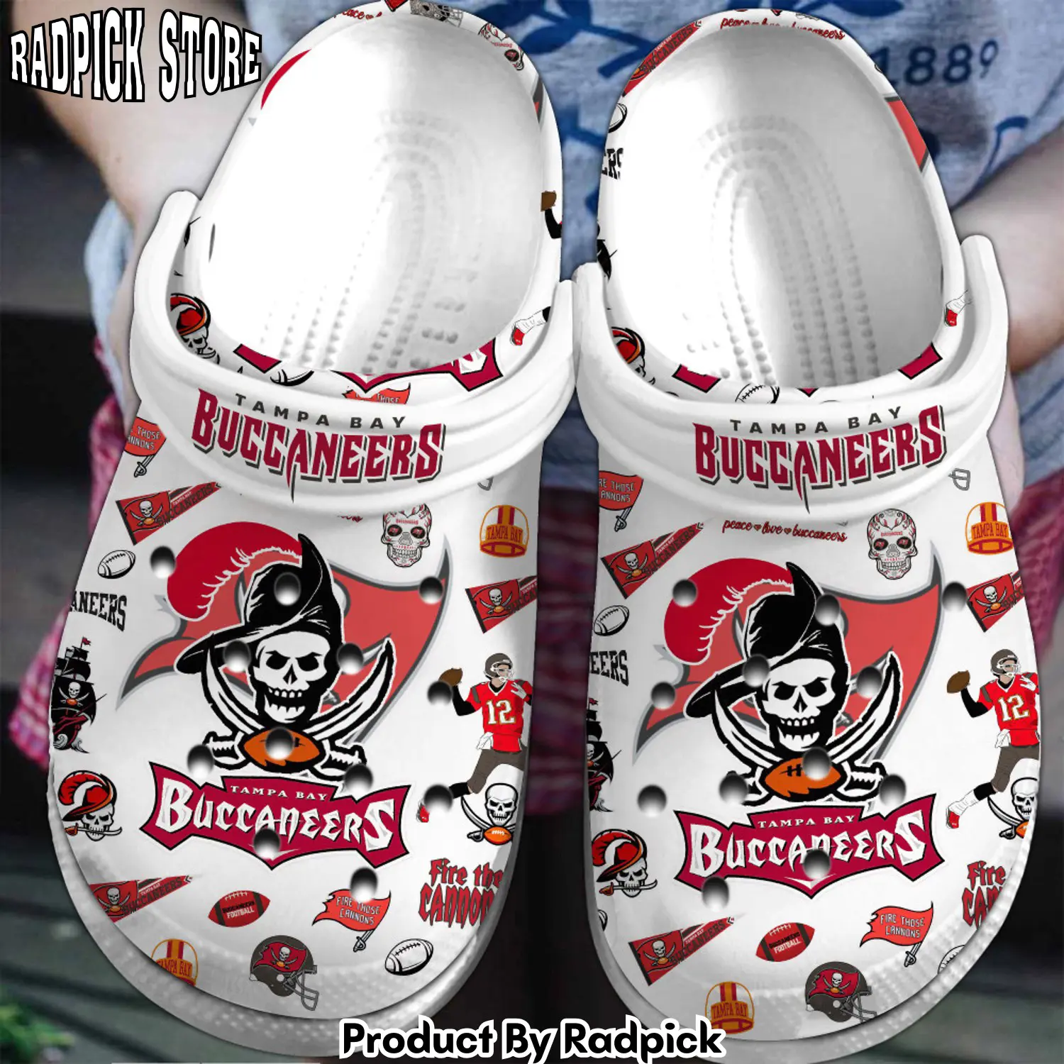 Radpick tampa bay buccaneers nfl sport clogs shoes comfortable for men women s8e rp652995